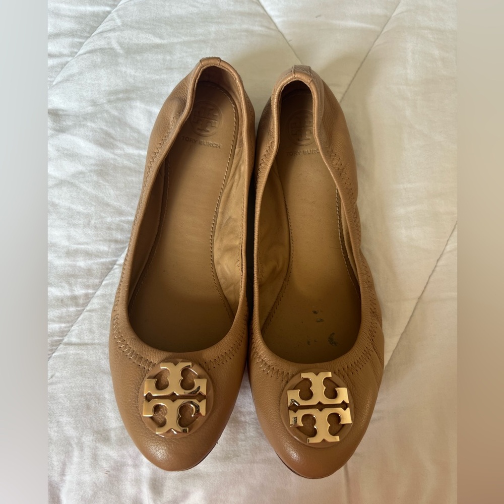 Tory Burch Leather Flats (Gently Used) - Size 10